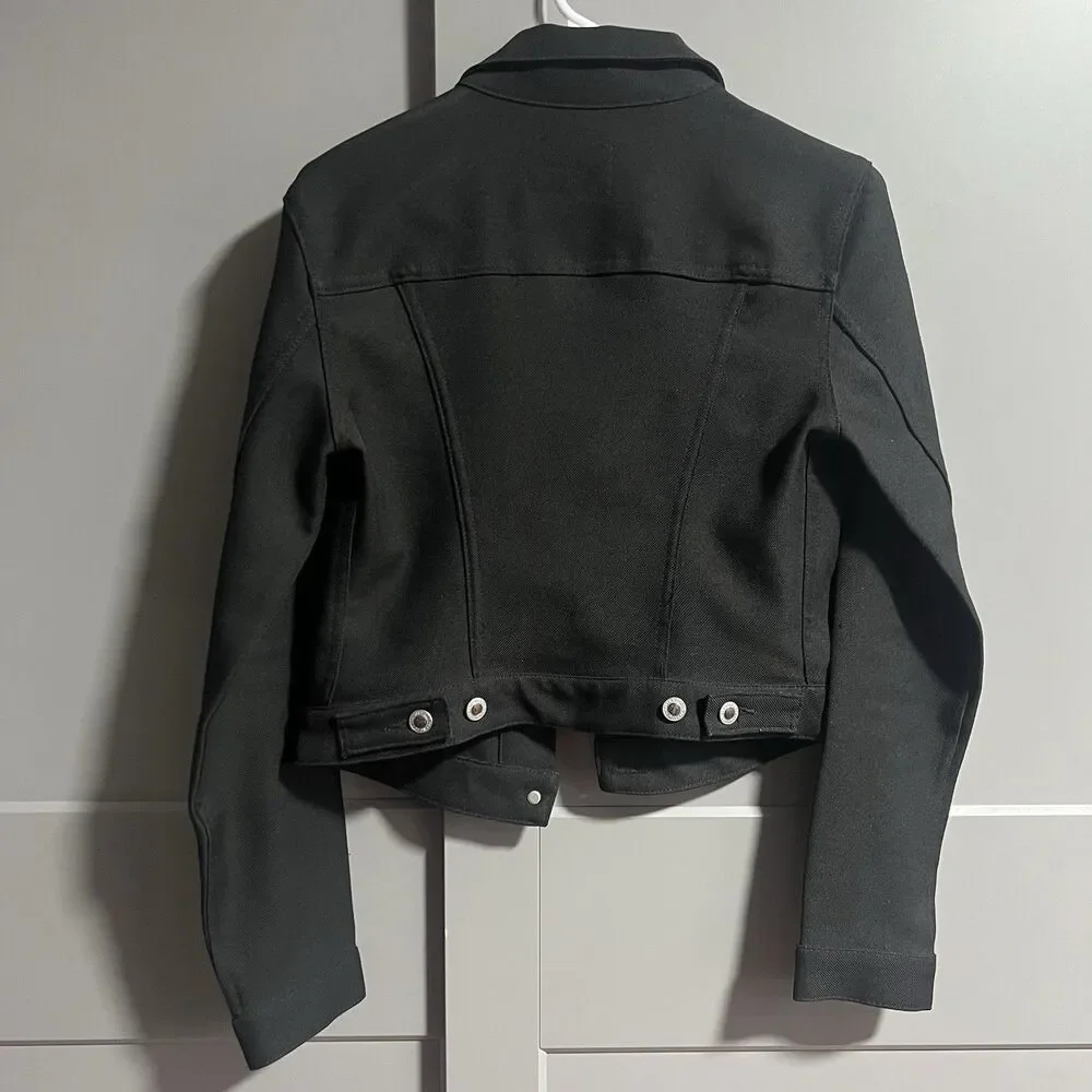 Levi’s Silver Tab Women Button Crop Trucker Jacket Black Medium Polyester